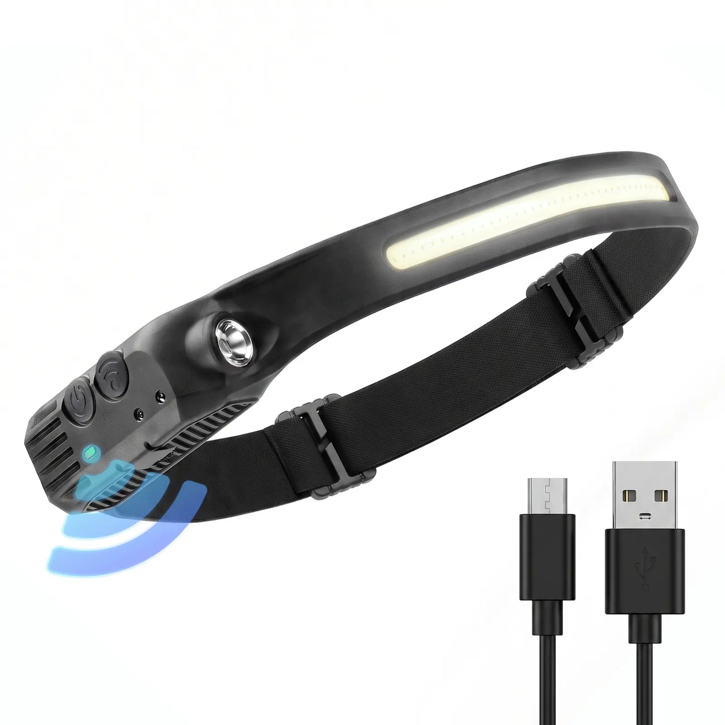 Rechargeable Headlamp, 230° Wide Beam LED Head Lamp with Motion Sensor, Super Bright Lightweight Headlight for Adults, Camping Gear, Running, Repairing, Fishing, Cycling Accessories