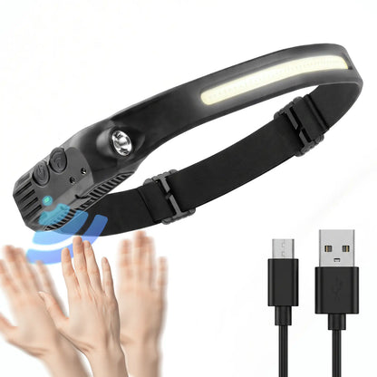 Rechargeable Headlamp, 230° Wide Beam LED Head Lamp with Motion Sensor, Super Bright Lightweight Headlight for Adults, Camping Gear, Running, Repairing, Fishing, Cycling Accessories