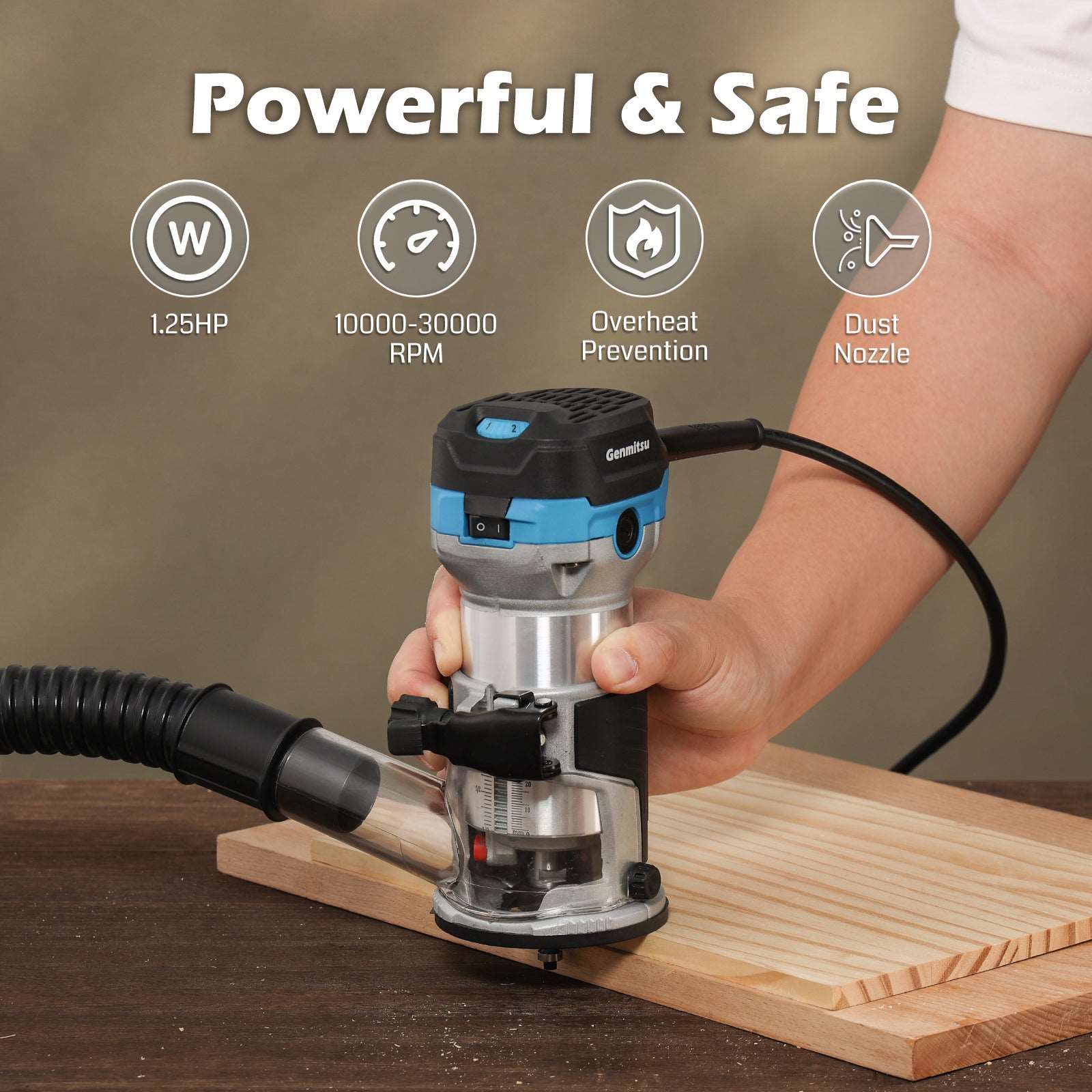 1-1.25 HP, Φ65mm Palm Trimmer Router, Compact Router Wood Tool