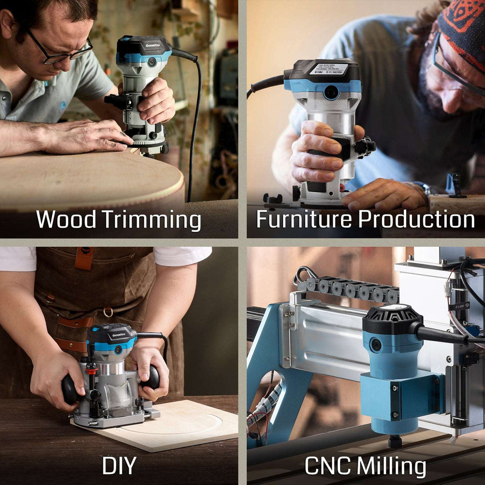 1-1.25 HP, Φ65mm Palm Trimmer Router, Compact Router Wood Tool With Fi ...