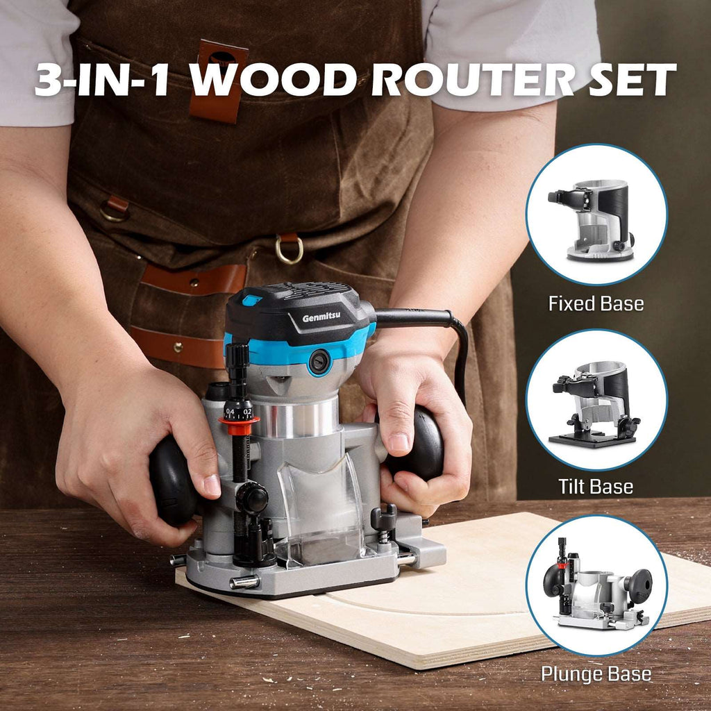 Small Router Kit 1-1.25 HP, Φ65mm Palm Trimmer Router, Compact Router Wood Tool With Fi ...