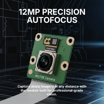 12MP IMX708 Autofocus Camera Module for Raspberry Pi 5 & 4 - HDR Wide Angle Lens (120°/152° FOV) - High Res Video for Embedded Vision, AI & Robotics Projects