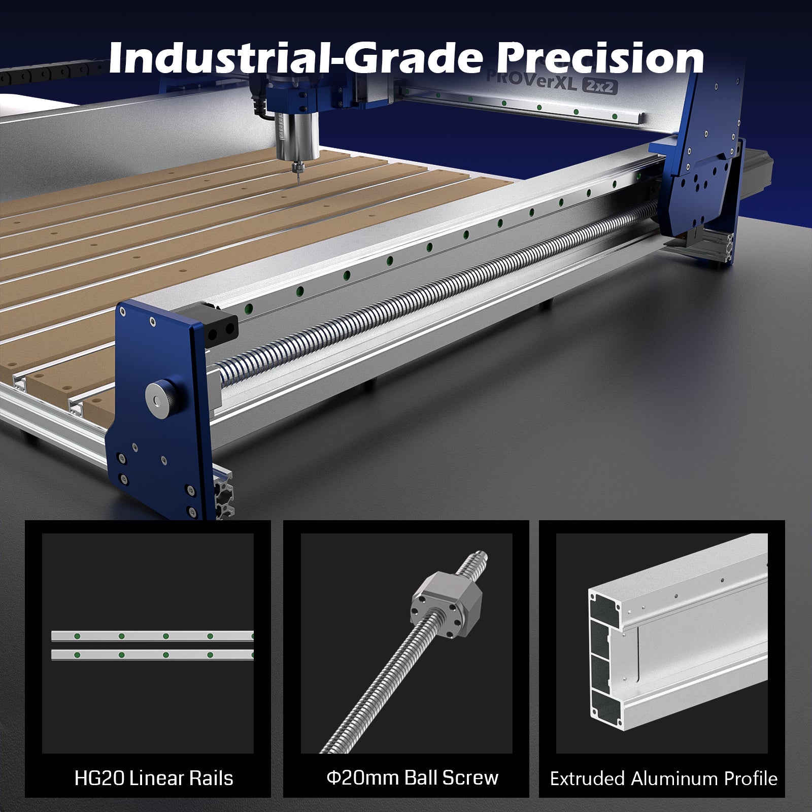 Genmitsu PROVerXL 2x2 CNC Router | 710W Spindle, Ball Screw Drive