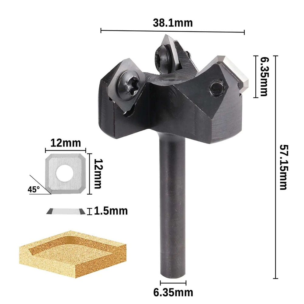 CNC Spoilboard Surfaçage Routeur Bit, 1/2 Pouce Tige 2 Pouces Diamètre CNC Spoilboard Surfaçage Routeur Bit, 1/2 Pouce Tige 2 Pouces Diamètre