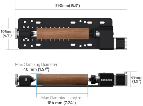 Genmitsu Rotary Module for CNC Router Machine, 184mm Clamp Range, Compatible with 3018-PROVer V2, 3020-PRO Ultra, 3020-PRO MAX V2 CNC Machine|B0GWD5NDLS