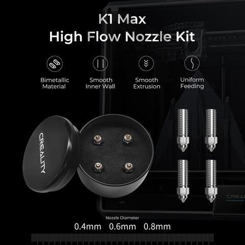 Creality K1 High Flow Nozzle Kit, 0.4mm 0.6mm 0.8mm Steel Nozzles