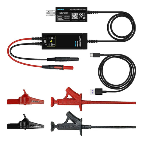 Micsig MDP1500 High Voltage Differential Probe Kit, 3.5ns Rise Time 10X/100X Attenuation Rate Oscilloscope Probe Kit Accessory, 1500V 100MHz