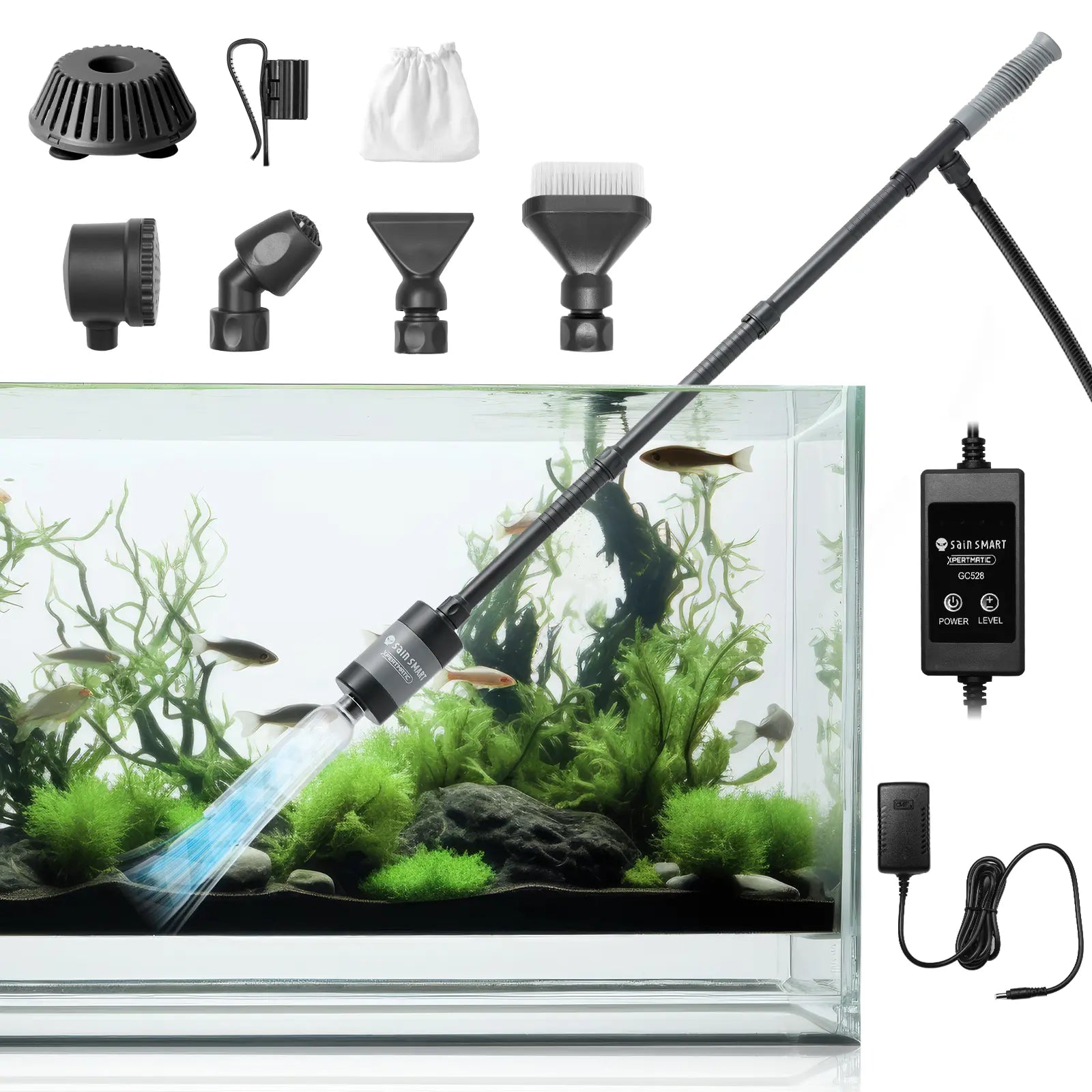 SainSmart 28W Powerful Fish Tank Cleaner, Four-stage Adjustable Effici ...