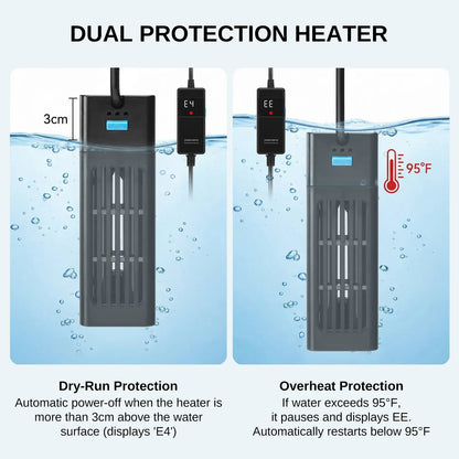 XPERTMATIC Premium 200W/300W Aquarium Heater for 15–26 Gal Tanks, 65–93°F Adjustable, Submersible Fish Tank Heater with External Probe & PID Control, Auto Shut-Off, Quartz Glass, Fresh & Saltwater Safe