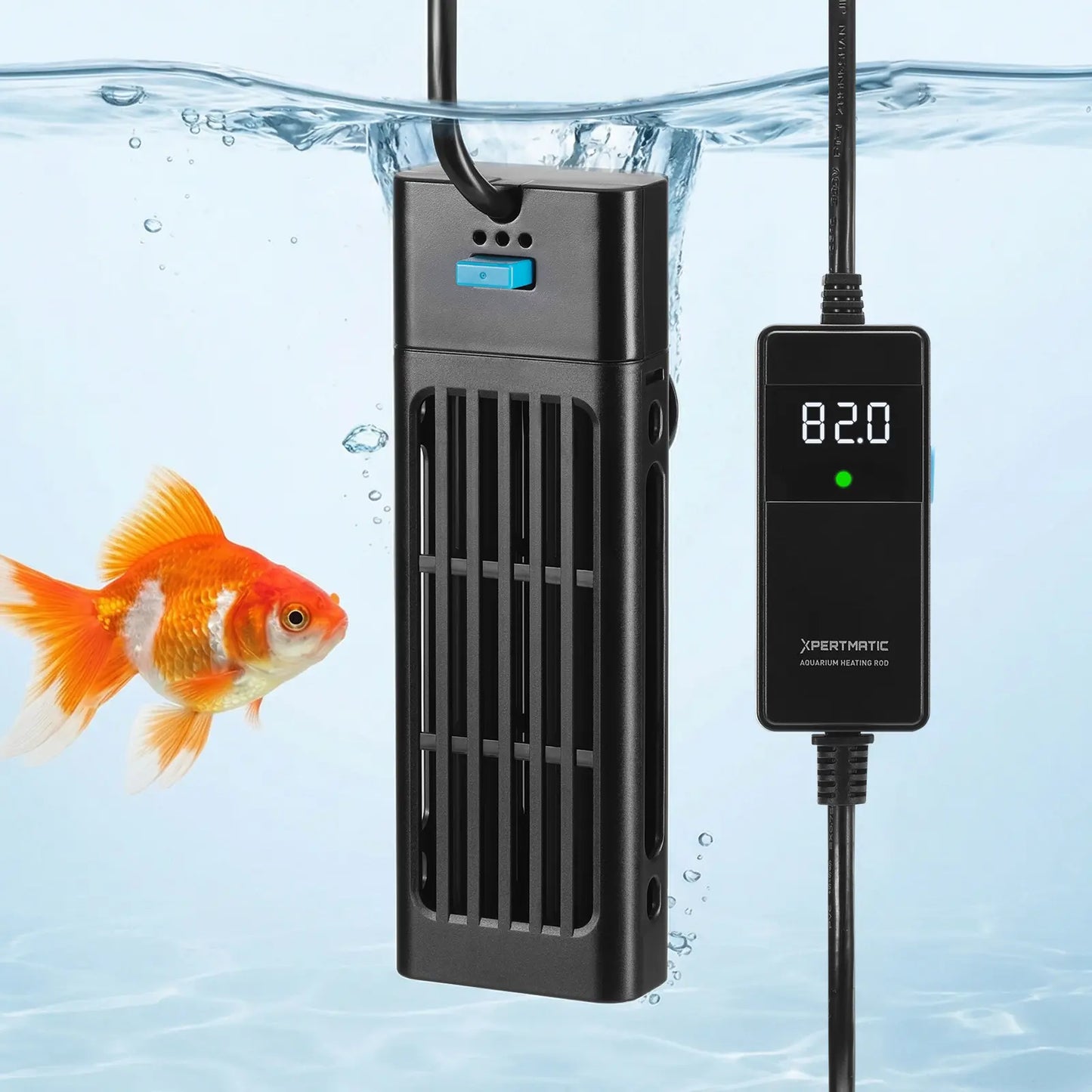 XPERTMATIC Premium 200W/300W Aquarium Heater for 15–26 Gal Tanks, 65–93°F Adjustable, Submersible Fish Tank Heater with External Probe & PID Control, Auto Shut-Off, Quartz Glass, Fresh & Saltwater Safe