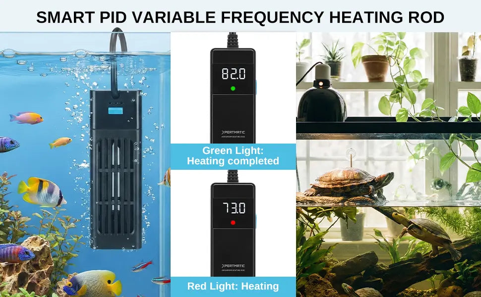 XPERTMATIC Premium 200W/300W Aquarium Heater for 15–26 Gal Tanks, 65–93°F Adjustable, Submersible Fish Tank Heater with External Probe & PID Control, Auto Shut-Off, Quartz Glass, Fresh & Saltwater Safe