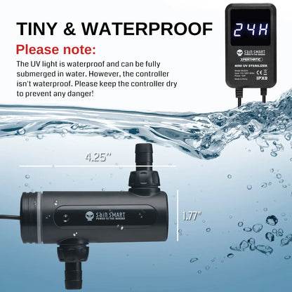 XpertMatic Aquarium 10W Clean Light, Mini Submersible Aquarium Light with Timer, Waterproof Cleaning Lamp Greening for 40-80 gallon Fish Tank and Aquariums