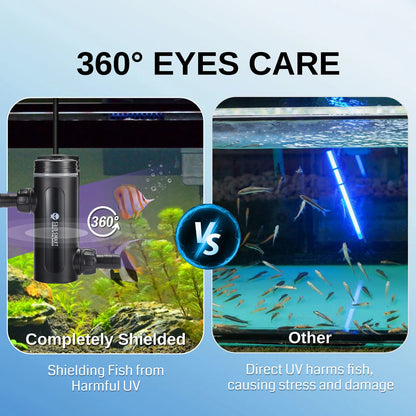 XpertMatic Aquarium 10W Clean Light, Mini Submersible Aquarium Light with Timer, Waterproof Cleaning Lamp Greening for 40-80 gallon Fish Tank and Aquariums