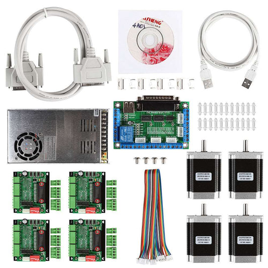 CNC 4-Axis Kit wtih NEMA-23 Motor & Driver Board & Power Supply