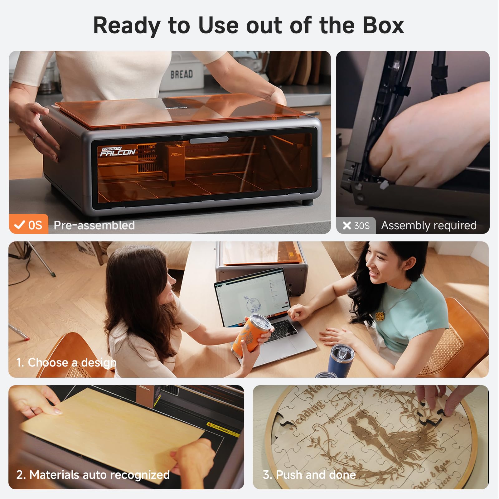 Creality Falcon A1 10W Laser Engraver, Enclosed Laser Cutter with Air