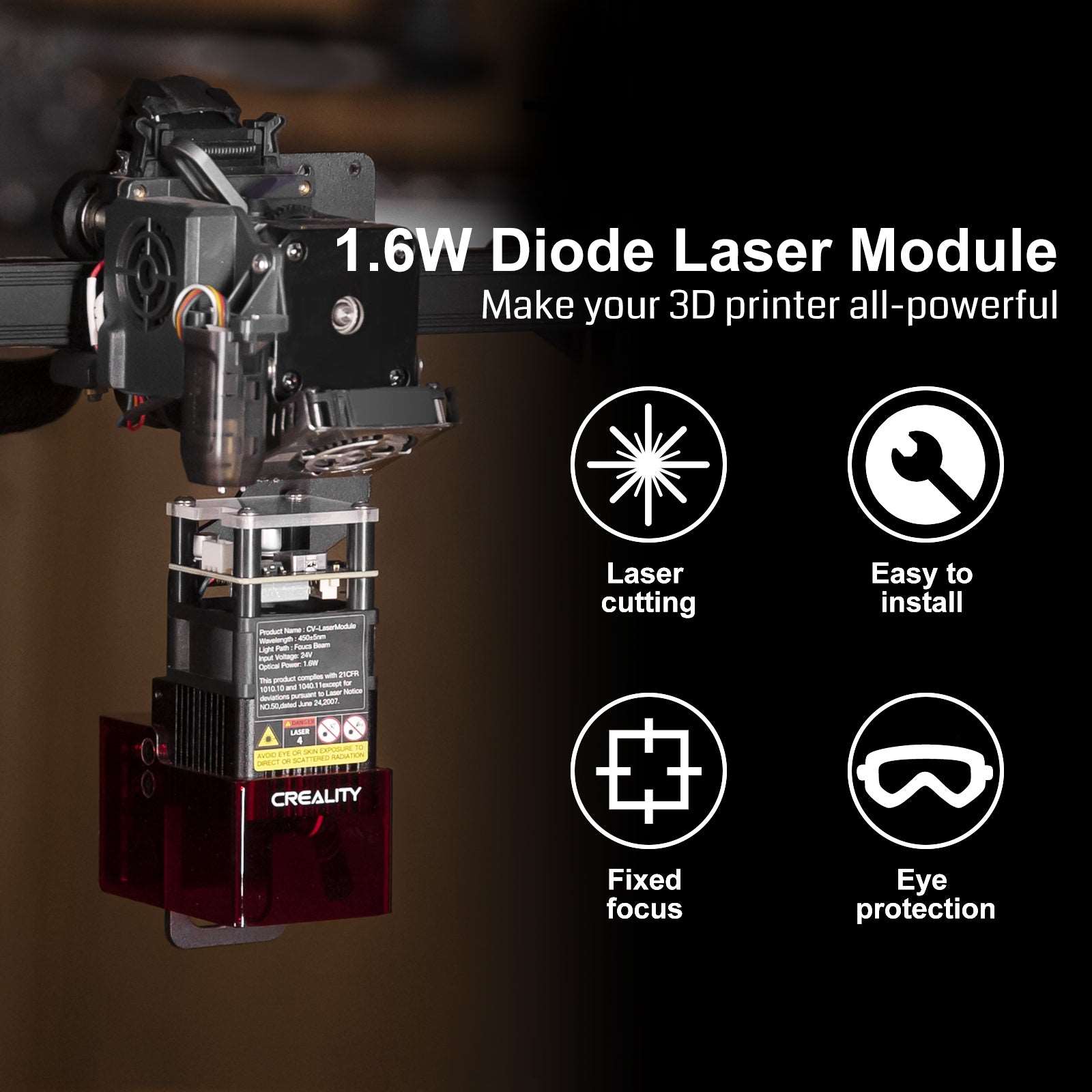 Discontinued] Creality 3D Printer Falcon Laser Module, 1.6W, 5W, 10W