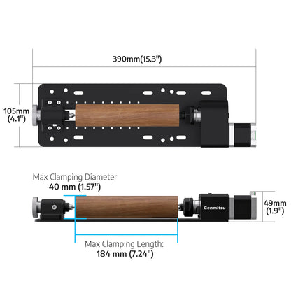 Rotary Module for CNC Router Machine, 184mm Clamp Range, Compatible with 3018-PROVer V2, 3020-PRO Ultra, 3020-PRO MAX V2 CNC Machine.