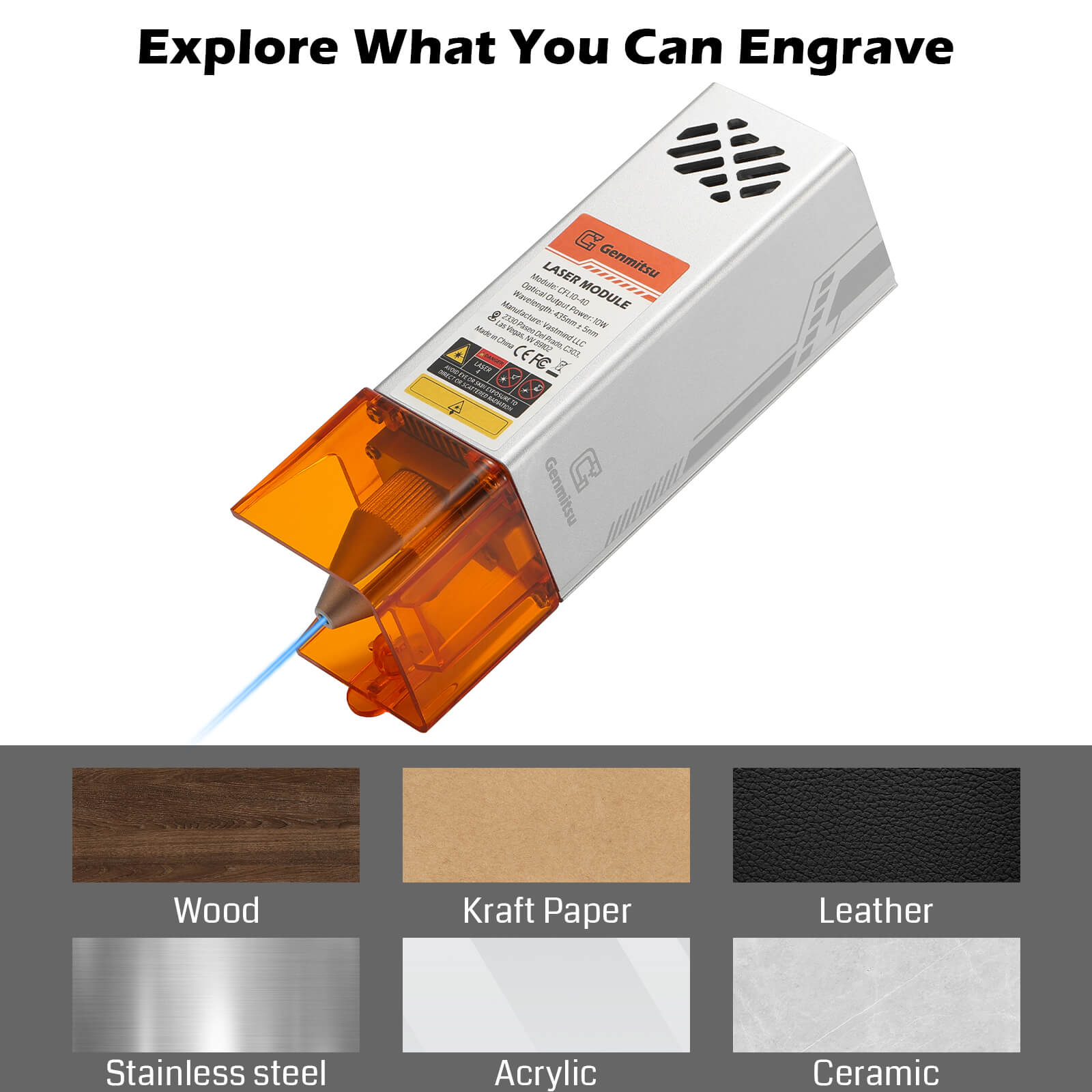 CFL10-40 10W FAC Laser Module for 3020-PRO, 3030-PROVer, 4040-PRO Series, PROVerXL4030, 2X2, 4X4, 435nm, Laser Class 4 | SainSmart