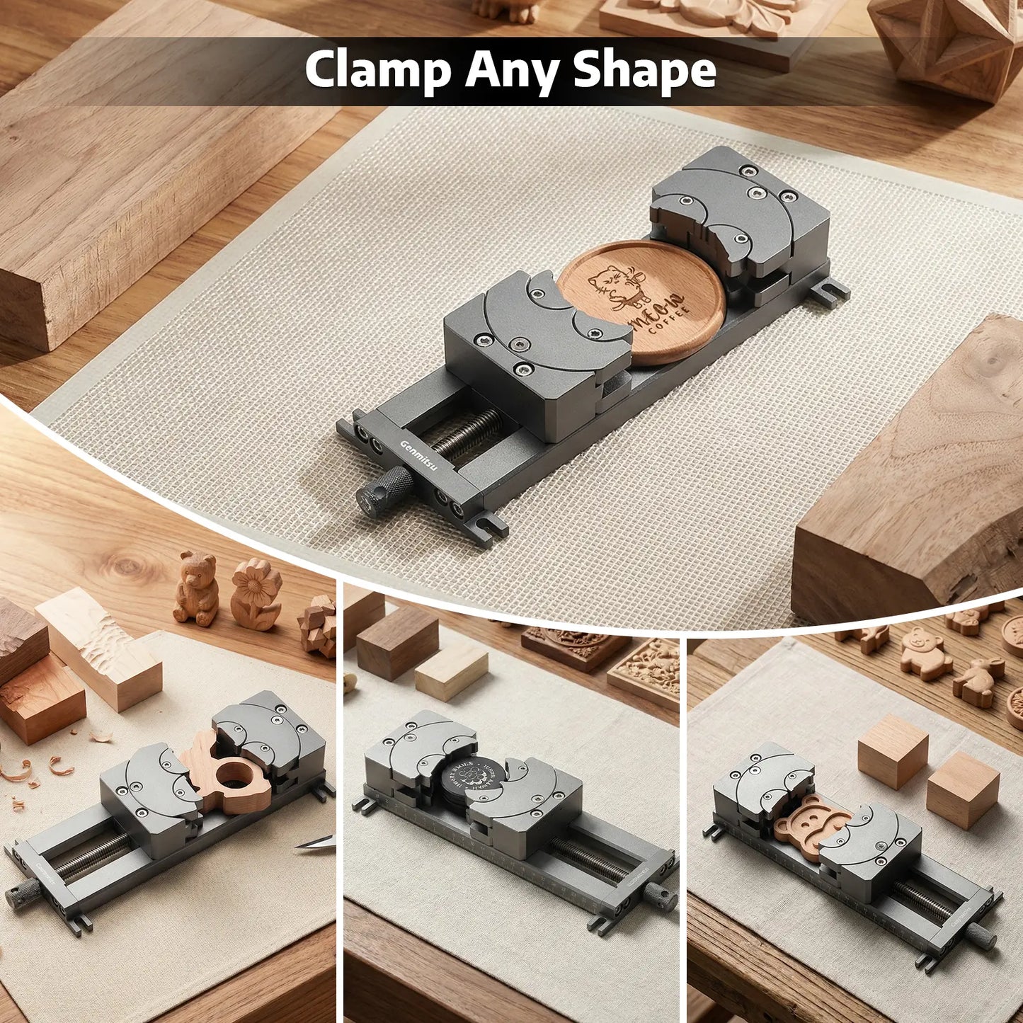 Fractal Vise Clamp  100° Adjustable Jaw for Irregular Shape, 120mm Clamping Range, Dual Fixation
