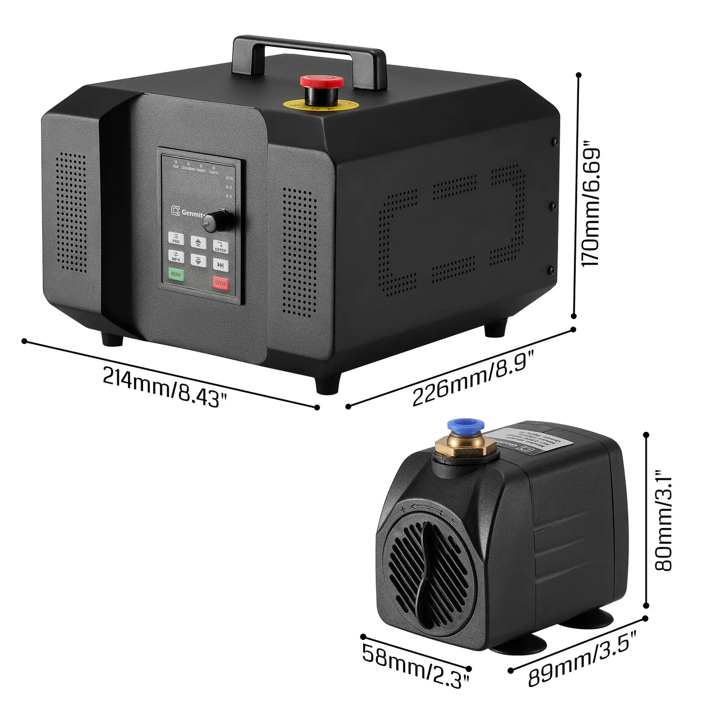 1.5KW/2.2KW Water Cooled Spindle Motor, 24K RPM ER11 Collet with Pre-Wired VFD Inverter Box & Pump, 4 Bearing Precision Motor for Metal Engraving