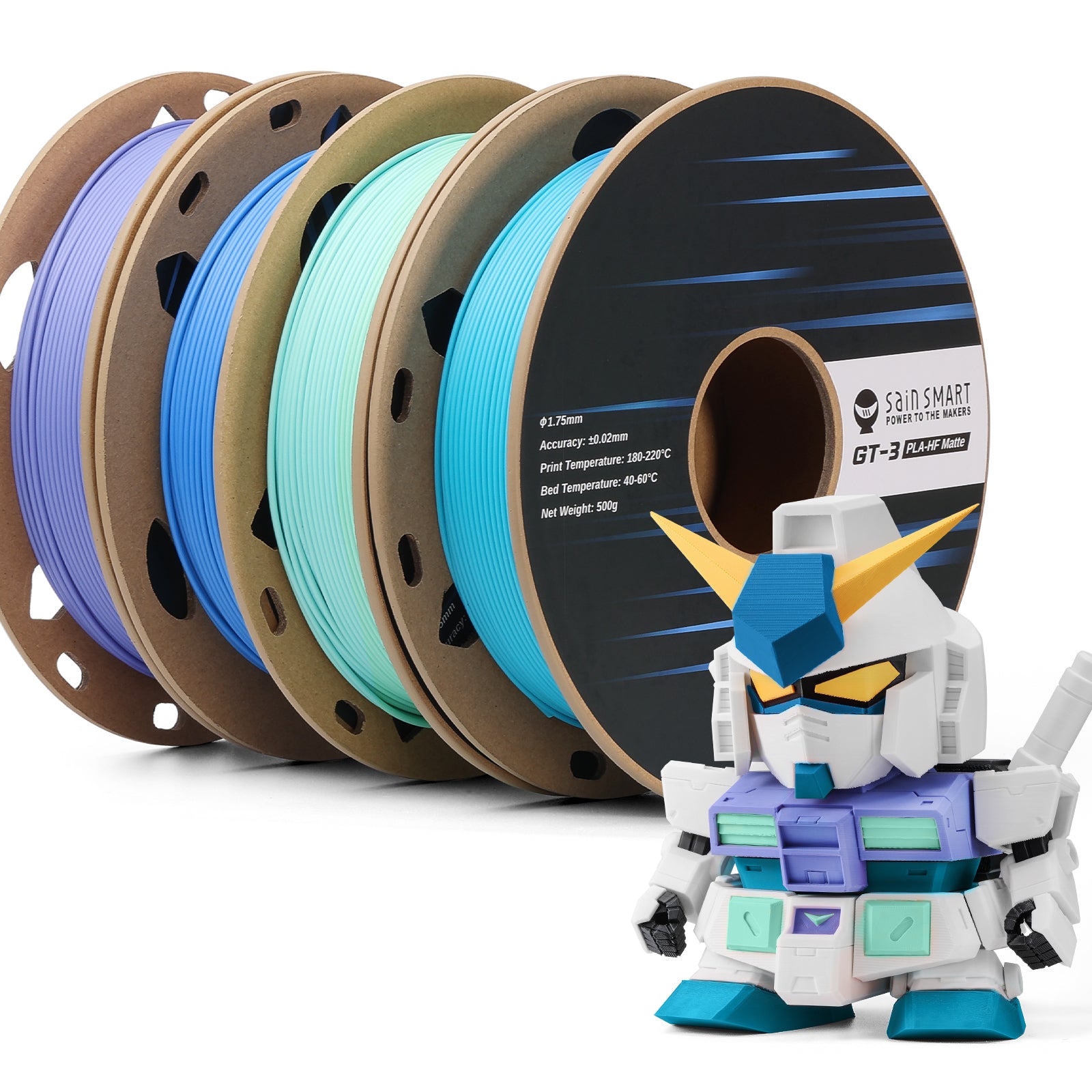 SainSmart GT-3 Matte PLA Filament | 1.75mm | 4.4lbs | Four Color