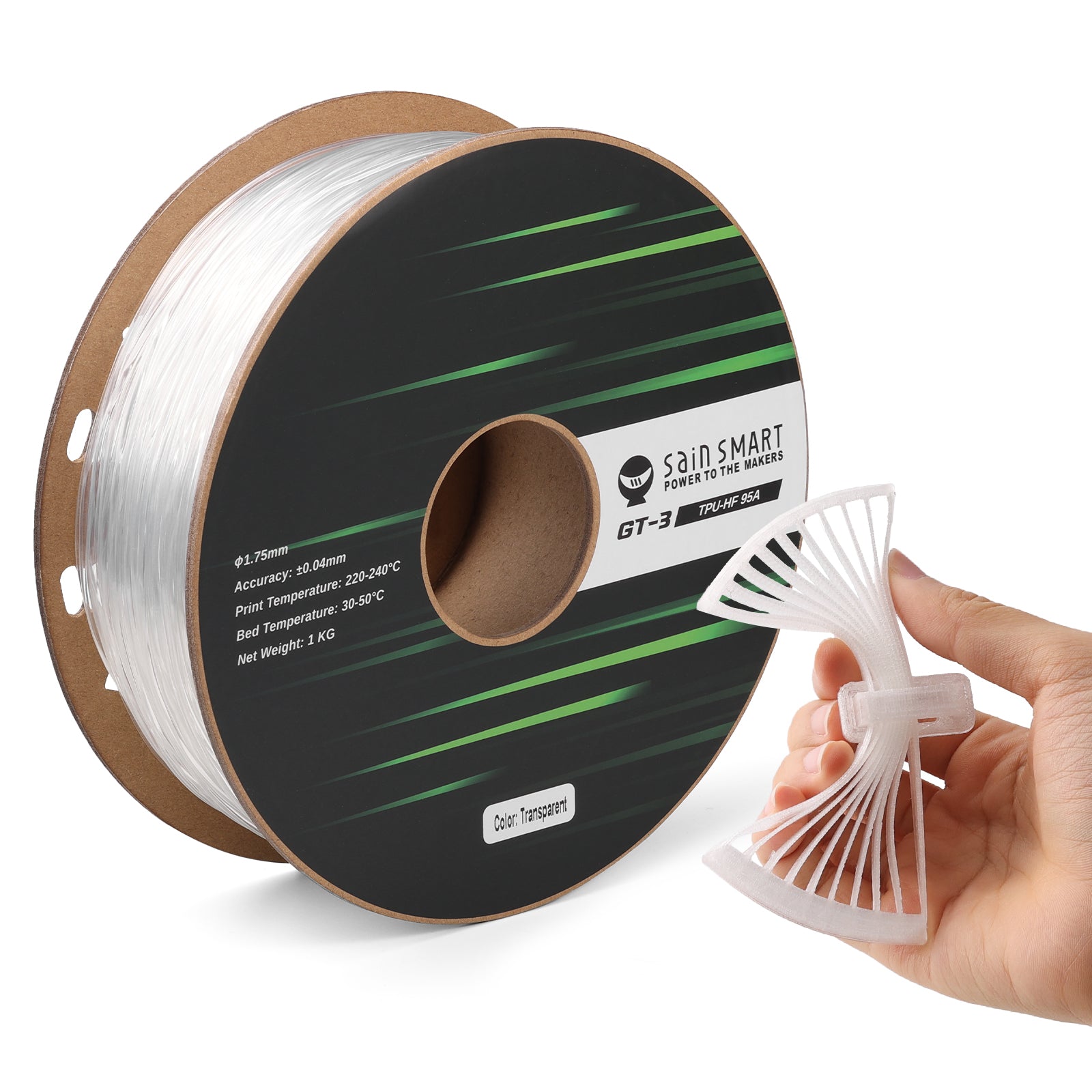 GT-3 High-Speed 95A Flexible TPU Filament, ±0.04mm, 1.75mm, 1kg