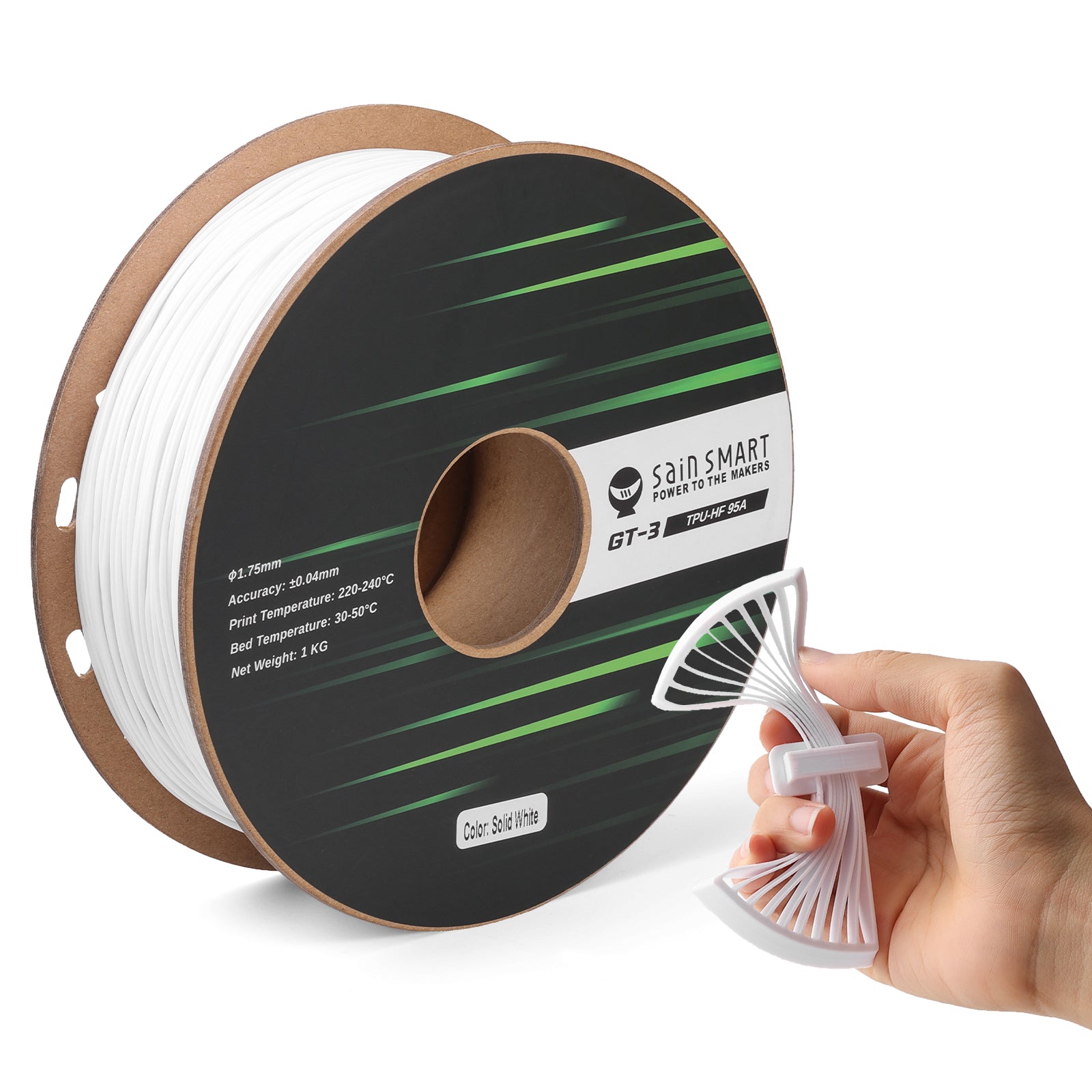 GT-3 High-Speed 95A Flexible TPU Filament, ±0.04mm, 1.75mm, 1kg