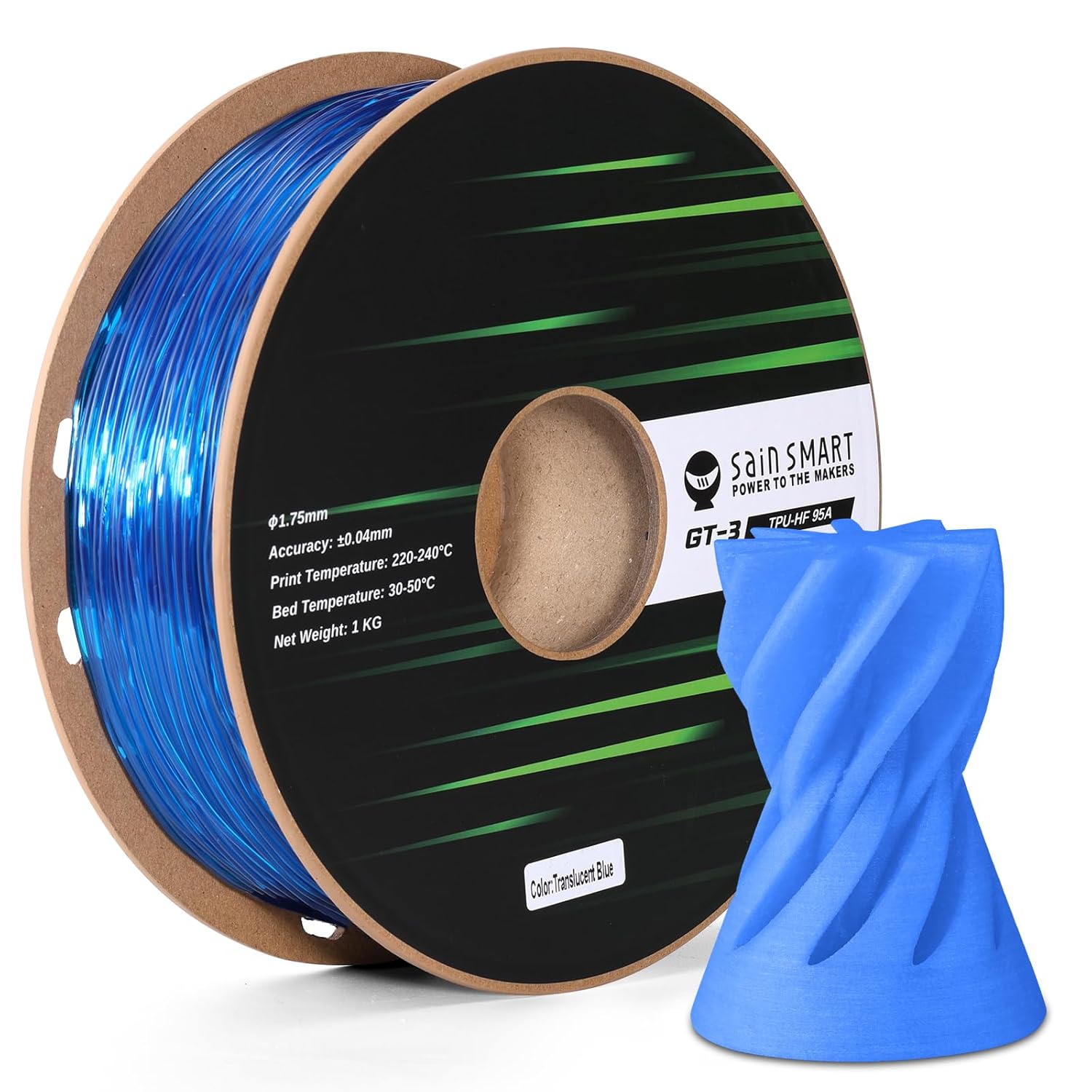 GT-3 High-Speed 95A Flexible TPU Filament, ±0.04mm, 1.75mm, 1kg