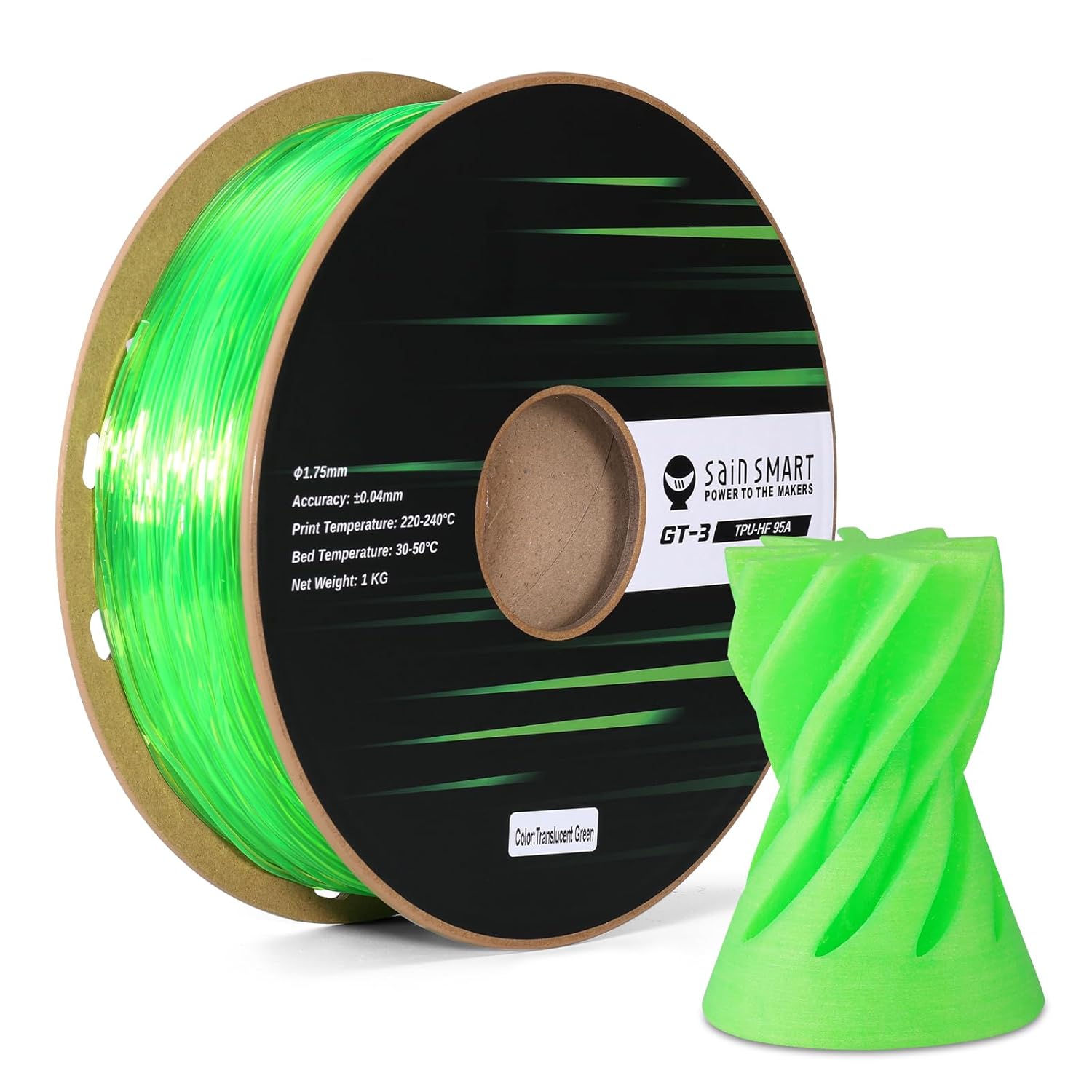 GT-3 High-Speed 95A Flexible TPU Filament, ±0.04mm, 1.75mm, 1kg, 500mm