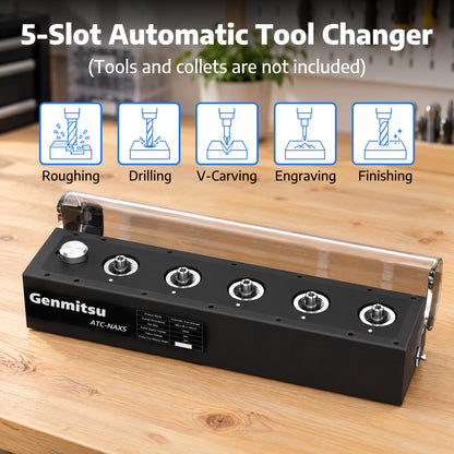 NAX5 ATC System, 5 Position Auto Tool Change Box, From Roughing to Finishing in One Workflow, For Genmitsu PRONAX CNC