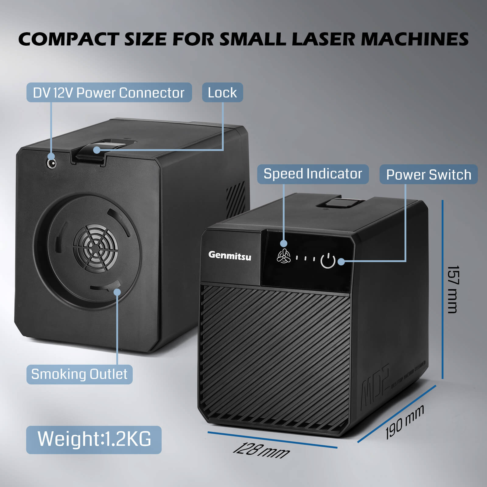 MD2 Smoke Purifier for Kiosk, Kortek Laser Engraver, Portable