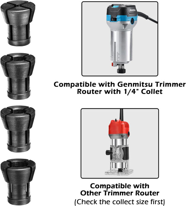 Endico Router Collet 4Pcs Router Collet Kit, 1/8