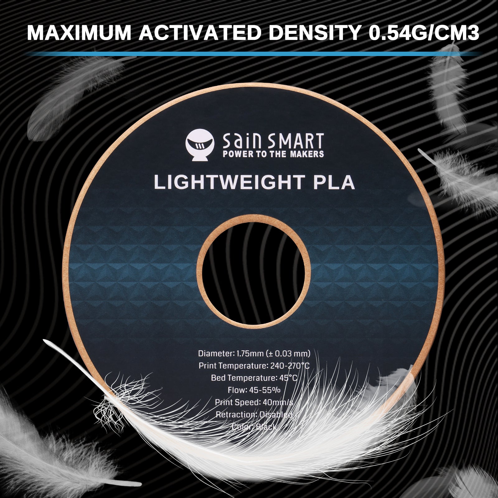 SainSmart LIghtweight LW-PLA Filament, 1.75mm, Black & White, 1KG