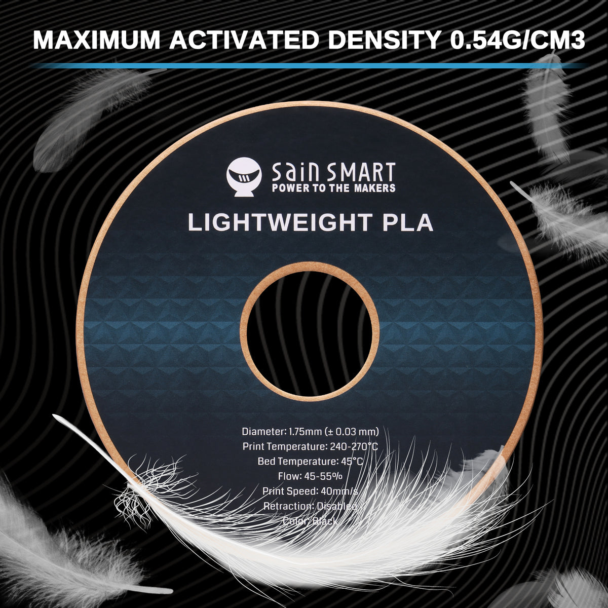 SainSmart LIghtweight LW-PLA Filament, 1.75mm, Black & White, 1KG, Low ...
