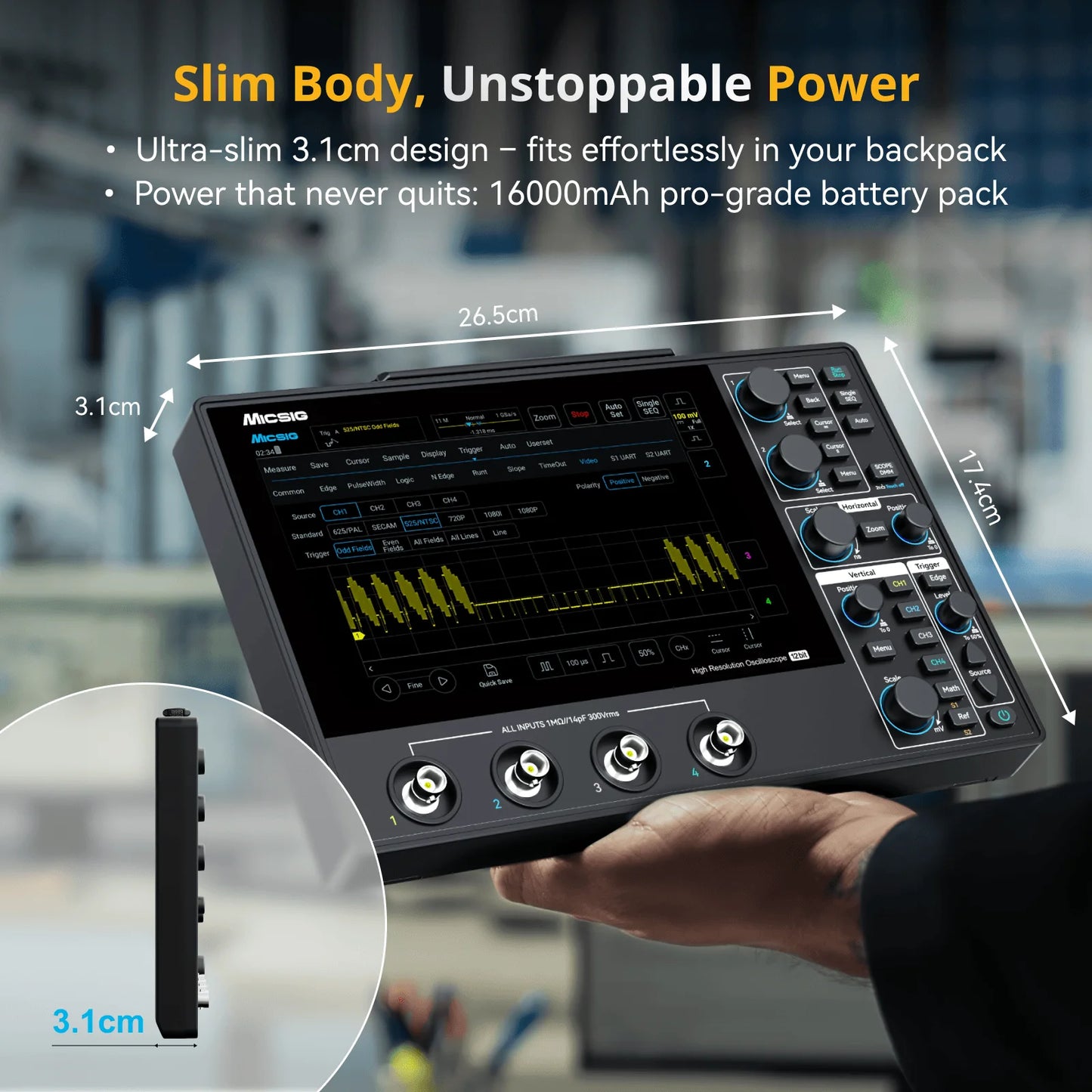 Micsig 12-bit High Resolution Tablet Oscilloscope MHO1