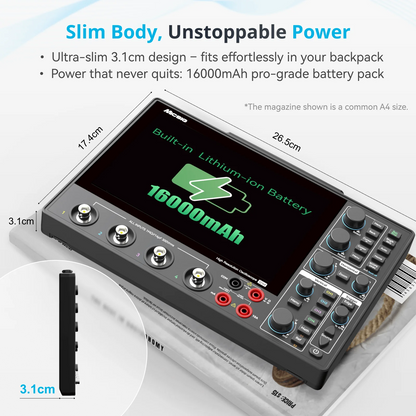 Micsig 12-bit High Resolution Tablet Oscilloscope MHO1, 100MHz Bandwidth, ≤3.5ns Rise Time, 4 Channels, Integrated 4 5/6 Digit Multimeter, 1GSa/s, 8” HD Touch Screen & 16000mAh Battery