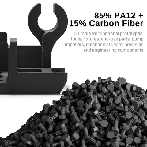 ePA12-CF 1.75mm Carbon Fiber Nylon Filament, 0.5kg, Accuracy +/- 0.05 mm, Black
