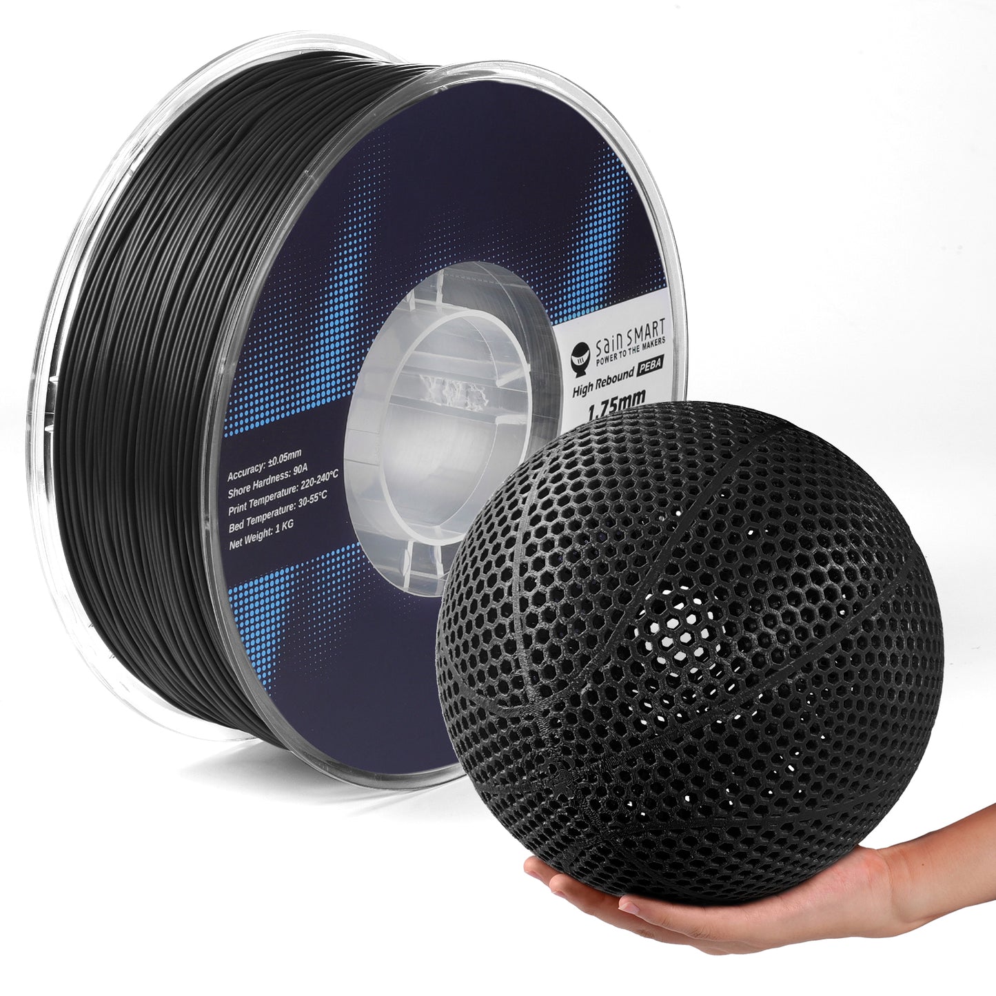 PEBA Filament Flexible High Rebound, 1.75mm 90A 1KG, Super TPU with 78% High Rebound, 20% Lighter & 2X Faster Printing, Nylon-Based Strength, Adjustable Flexibility