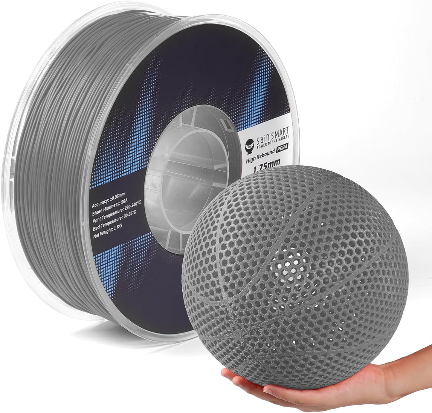 PEBA Filament Flexible High Rebound, 1.75mm 90A 1KG, Super TPU with 78% High Rebound, 20% Lighter & 2X Faster Printing, Nylon-Based Strength, Adjustable Flexibility