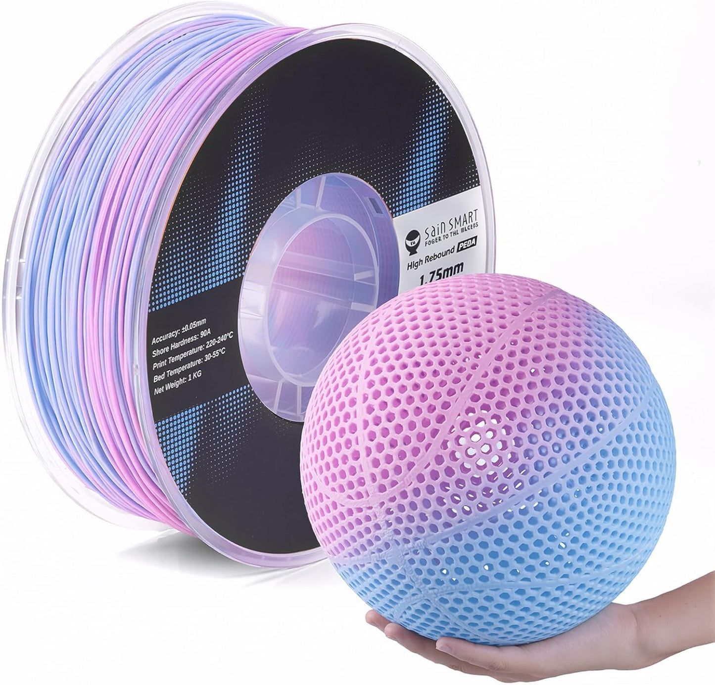 PEBA Filament Flexible High Rebound, 1.75mm 90A 1KG, Super TPU with 78% High Rebound, 20% Lighter & 2X Faster Printing, Nylon-Based Strength, Adjustable Flexibility