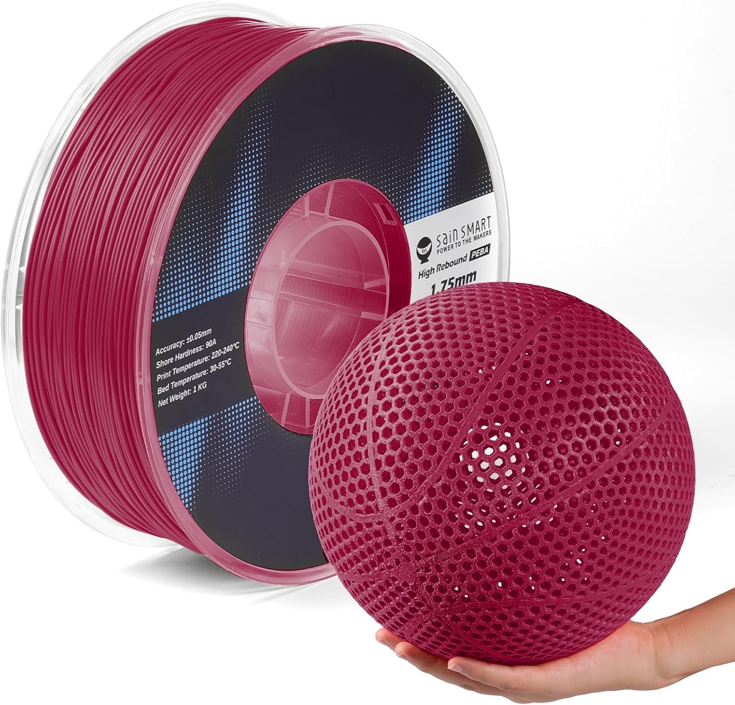 PEBA Filament Flexible High Rebound, 1.75mm 90A 1KG, Super TPU with 78% High Rebound, 20% Lighter & 2X Faster Printing, Nylon-Based Strength, Adjustable Flexibility