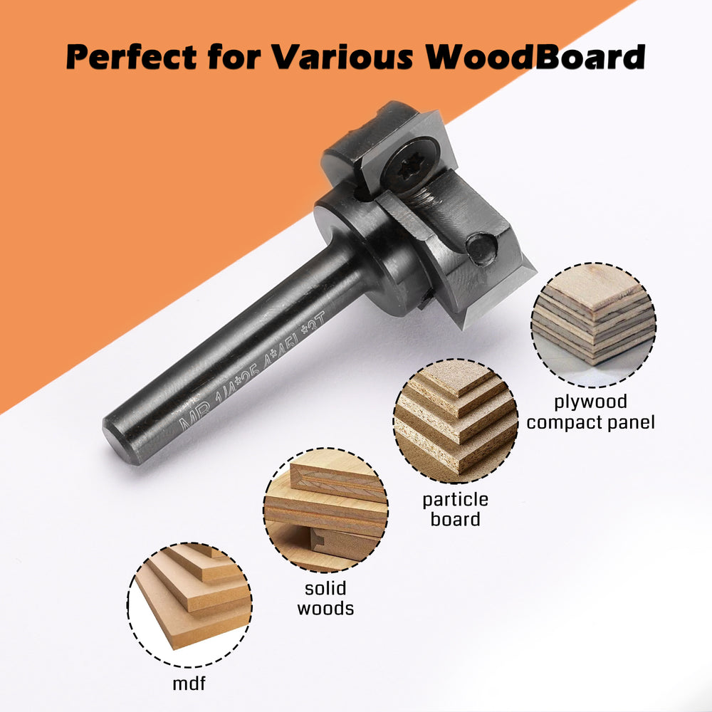 Genmitsu 3 stks 3-fluit CNC Spoilboard Oppervlak Router Bits, 1/4 Shank, 1 '' Snijdiameter, Plaat Afvlakking Router Bits voor Houtbewerking, RB03A Genmitsu 3 stks 3-fluit CNC Spoilboard Oppervlak Router Bits, 1/4 Shank, 1 '' Snijdiameter, Plaat Afvlakking Router Bits voor Houtbewerking, RB03A