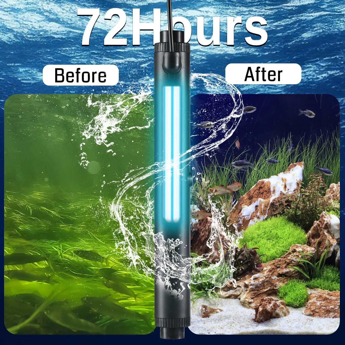 Uvc Filter Aquarium UV Sterilizer, High-Efficiency Fish Tank UV Clean Light, UV F ...