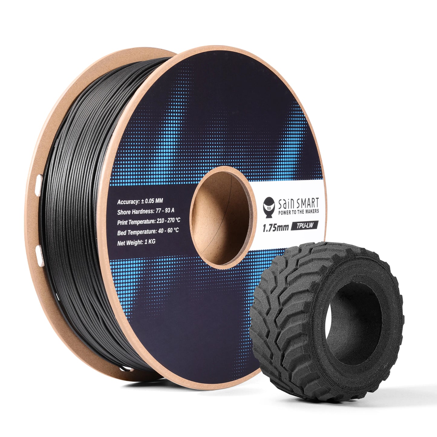 Lightweight TPU Filament 1.75mm, Foaming LW-TPU 77A–93A, High Resilience & Matte Finish