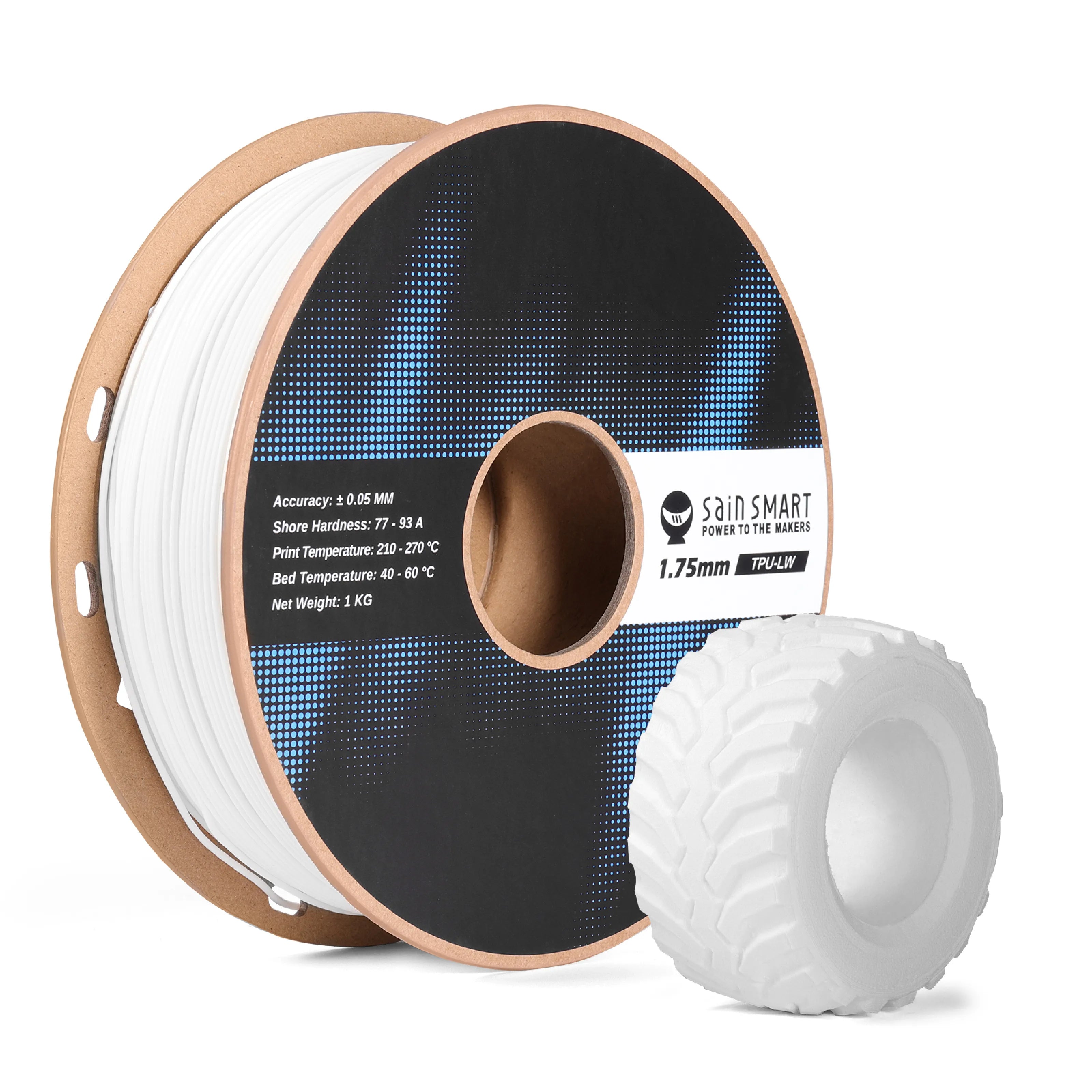 Product Image Lightweight TPU Filament 1.75mm, Foaming LW-TPU 77A–93A, High Resilience & Matte Finish