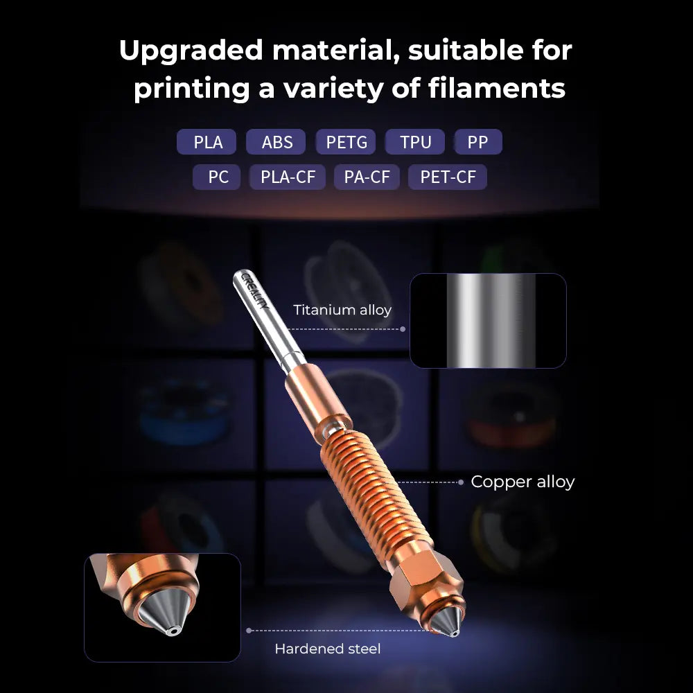 Creality ''Unicorn'' QuickSwap Nozzle Kit voor K1C en Ender3 V3 3D-printers Titaniumlegering Hittebestendig kopen vanaf een prijs van 29 Creality ''Unicorn'' QuickSwap Nozzle Kit voor K1C en Ender3 V3 3D-printers Titaniumlegering Hittebestendig kopen vanaf een prijs van 29