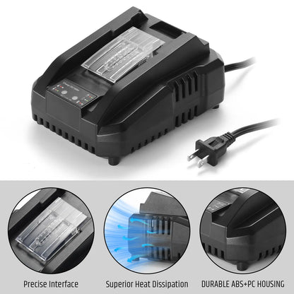 20V Makita-Style Battery Charger, Fast Charging, Only Compatible with 2.0Ah & 4.0Ah WOODSTARTER Lithium-Ion Makita-Style Batteries, ABS+PC Durable Housing, LED Indicator, Safety Protection