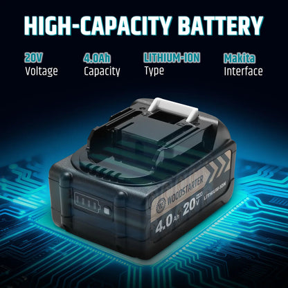 2-Pack 20V 2.0/4.0Ah High Capacity Replacement Batteries for Makita 18V Battery, Compatible with Makita 18V Outdoor Cordless Power Tools, Lithium-ion, ONLY Compatible with WOODSTARTER Chargers