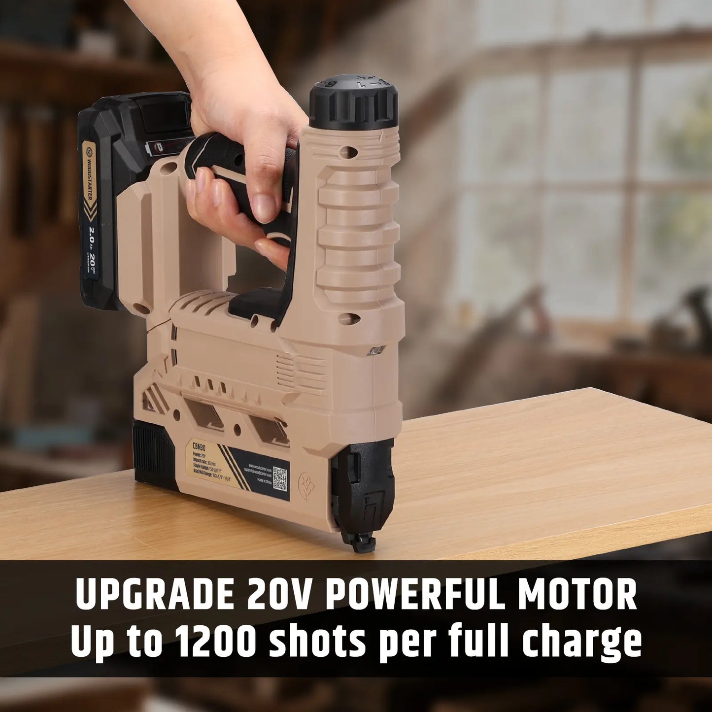 Cordless 18 Gauge 2-in-1 Brad Nailer & Stapler Kit, 20V 2.0Ah Battery & Charger Included, 5/8"-1-1/4" Nails & 5/8"–1" Staples, 6-Level  Depth Adjustment, LED Light, 2000 Nails Included