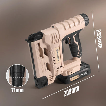 Cordless 18 Gauge 2-in-1 Brad Nailer & Stapler Kit, 20V 2.0Ah Battery & Charger Included, 5/8"-1-1/4" Nails & 5/8"–1" Staples, 6-Level  Depth Adjustment, LED Light, 2000 Nails Included